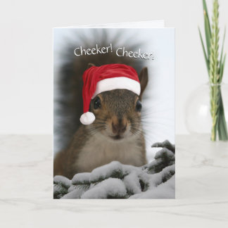 Santa Squirrel Cheeker! Cheeker! Christmas Feestdagen Kaart