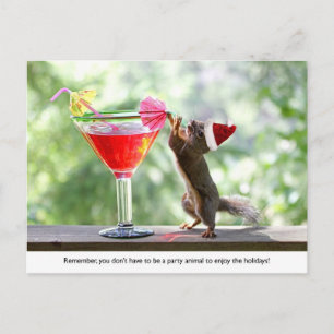 Santa Squirrel Drink een cocktail Feestdagenkaart