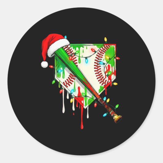 Santa Srts Ice Baseball Christmas Xmas Pajama Kid Ronde Sticker (Voorkant)