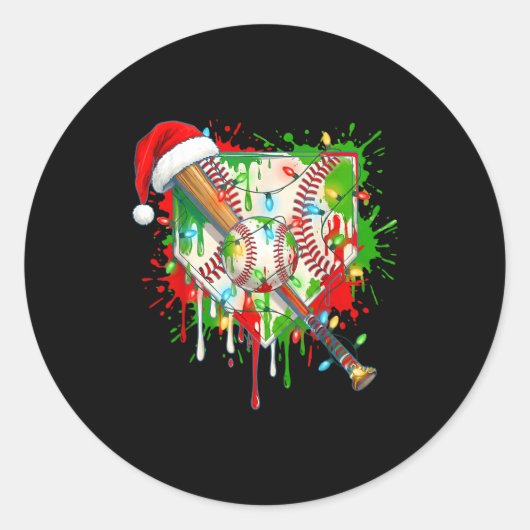 Santa Srts Ice Baseball Christmas Xmas Pajama Kid Ronde Sticker (Voorkant)