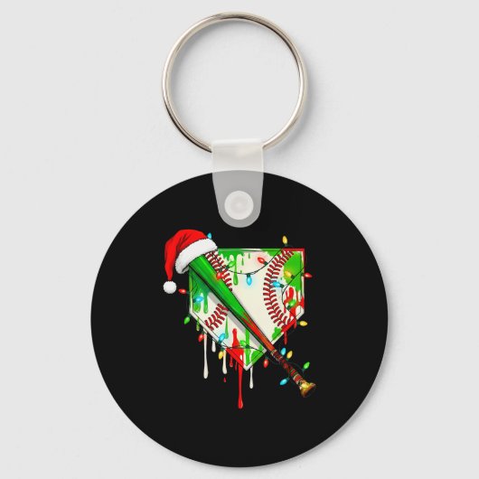 Santa Srts Ice Baseball Christmas Xmas Pajama Kid Sleutelhanger (Voorkant)