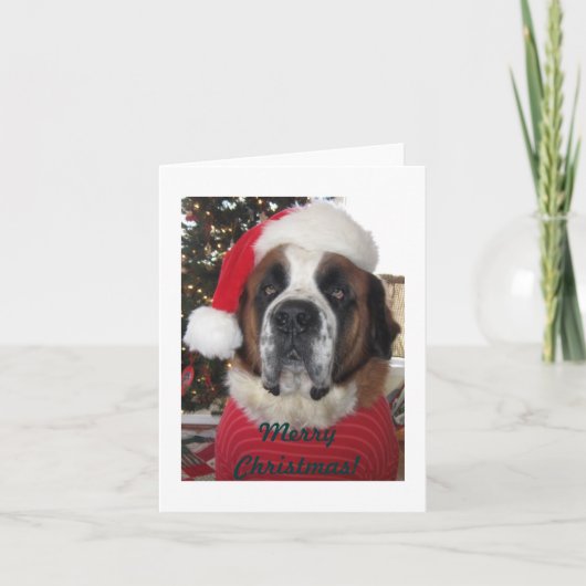 Santa St. Bernard Dog Christmas Card Feestdagen Kaart (Voorkant)