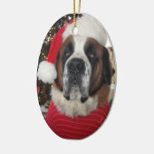 Santa St. Bernard Oval kerstversiering Keramisch Ornament (Links)
