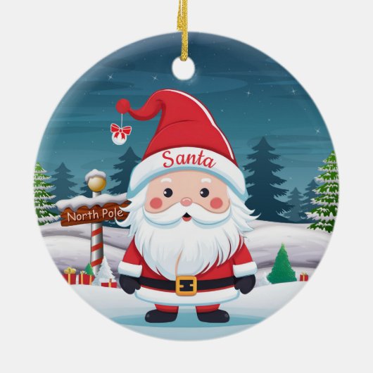 Santa, St Nicholas Kris Kringle Father Xmas 🎄🎅🏼 Keramisch Ornament (Achterkant)