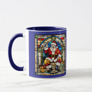 Santa Stained Glass Christmas Mok