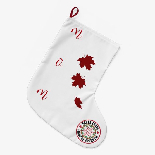 Santa Stamp of Approval Custom Wit en Rood Grote Kerstsok (Voorkant (Hangend))