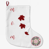 Santa Stamp of Approval Custom Wit en Rood Grote Kerstsok (Voorkant)