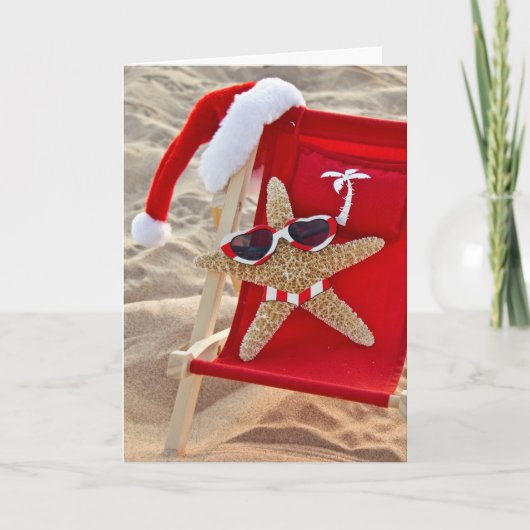 Santa Starfish met Bikini Feestdagen Kaart (Voorkant)