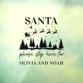 Santa stop hier gepersonaliseerd kerstfeest modern raamsticker (Vel 3)