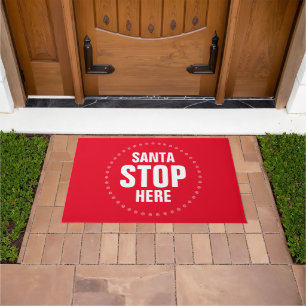 Santa Stop hier rood en wit grappig Deurmat