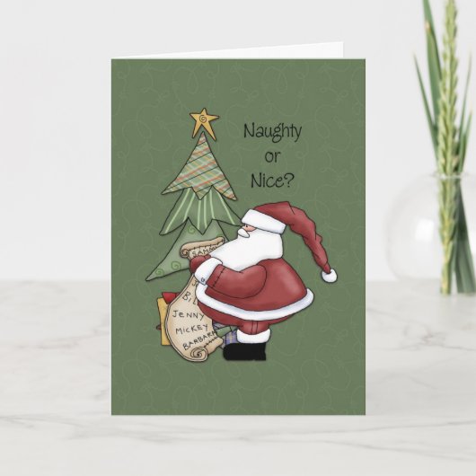 Santa - stout of mooi? feestdagen kaart (Voorkant)