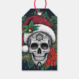 Santa Sugar Skull Cadeaulabel