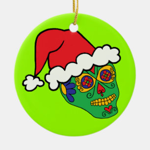 Santa Sugar Skull Keramisch Ornament