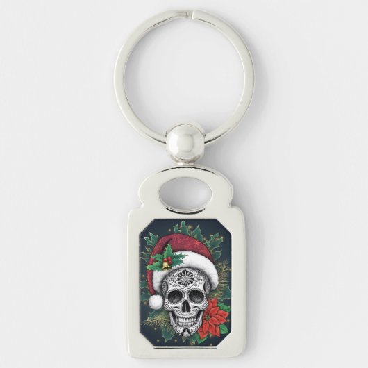 Santa Sugar Skull Sleutelhanger (Voorkant)