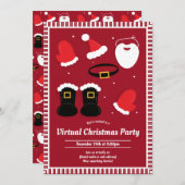 Santa Suit Pieces Rood Virtueel Kerstfeest Kaart (Voorkant / Achterkant)