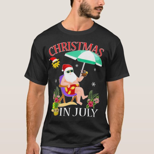 Santa Summer Swimsuit grappige kerst in juli Beac T-shirt (Voorkant)