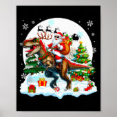 Santa Sungles Riding T-rex Reindeer Christmas Snow Poster (Voorkant)