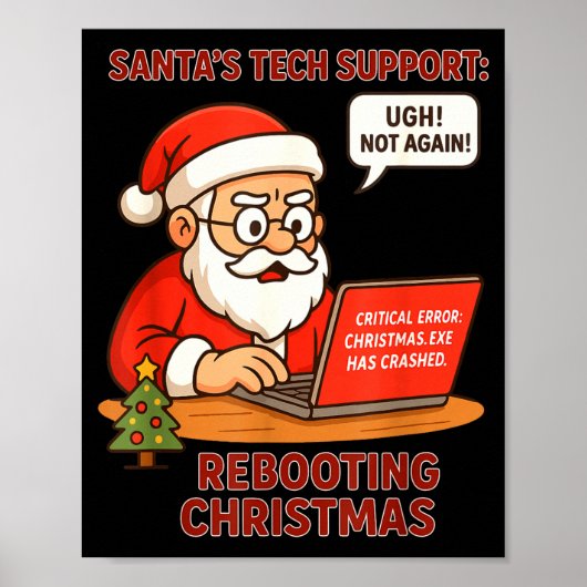 Santa Support s Rebooting Humor Tech Computer Smil Poster (Voorkant)