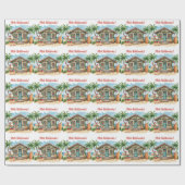 Santa Surf Shack Hawaii – “Mele Kalikimaka!”  Cadeaupapier (Vlak)