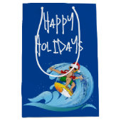 Santa Surfer op Wave Medium Cadeauzakje (Voorkant)