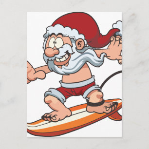 Santa Surfing Feestdagenkaart