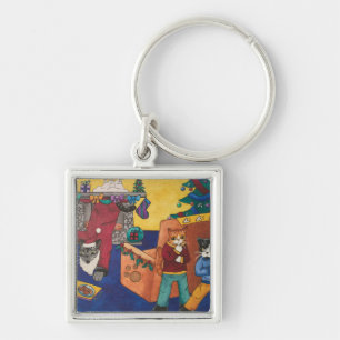 Santa Surprise Cats Sleutelhanger