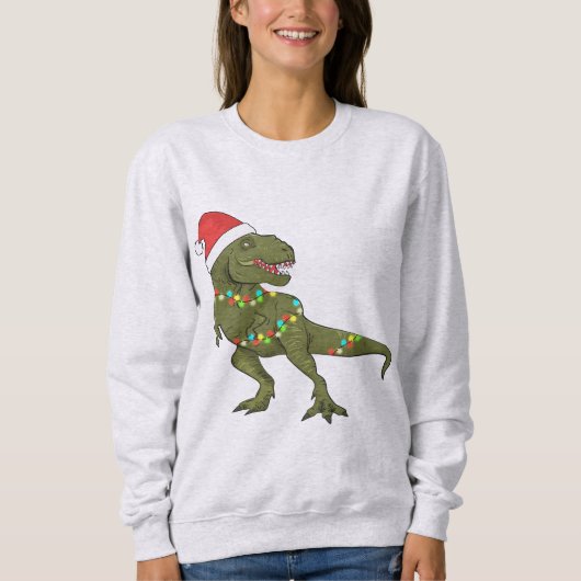 Santa T-Rex Dinosaur Kerstmis Jumper sweater (Voorkant)