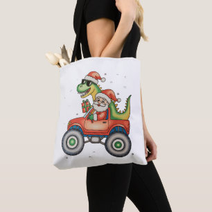 Santa T Rex Dinosaur Monster Truck Kerstmis Draagtas