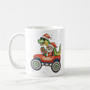 Santa T Rex Dinosaur Monster Truck Kerstmis Koffiemok