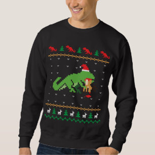 Santa T-Rex Eating rendier dinosaurus lelijke Kers Trui