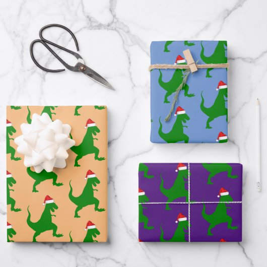 Santa T-Rex Inpakpapier Vel (Voorkant)