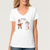 Santa Talking To Unicorn Shirt - Funny Christmas T (Voorkant)