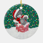 Santa Teddy Bear, eerste kerstversiering Keramisch Ornament (Achterkant)
