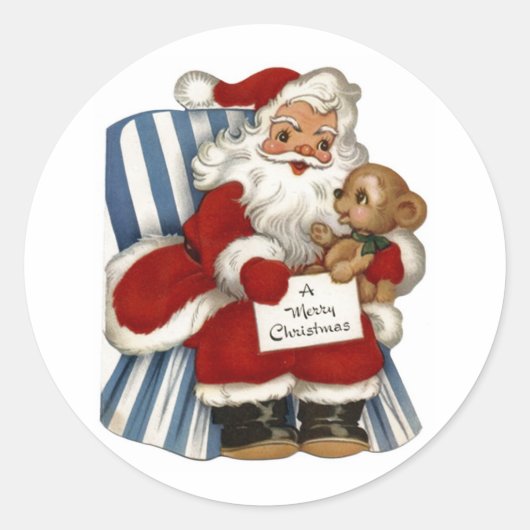  Santa, Teddy Bear Kerst sticker (Voorkant)