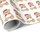 Santa Teddy Bear Kerstcadeaupapier Cadeaupapier (Rol Hoek)
