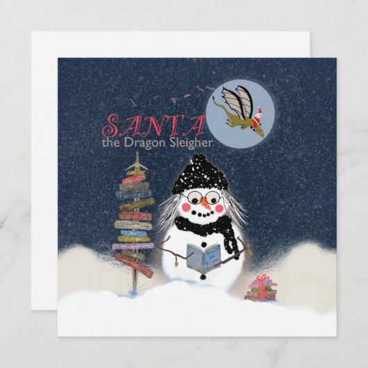 Santa the Dragon Sleigher Holiday Card Feestdagenkaart (Voorkant / Achterkant)