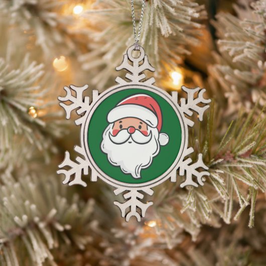 Santa Tin Sneeuwvlok Ornament (Boom)
