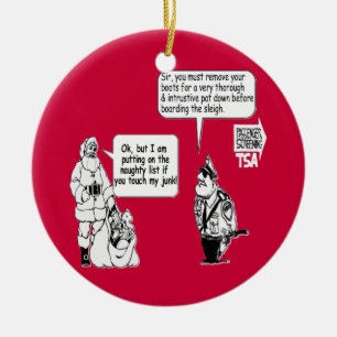 SANTA TOUCH MY JUNK TSA BLACK KERAMISCH ORNAMENT