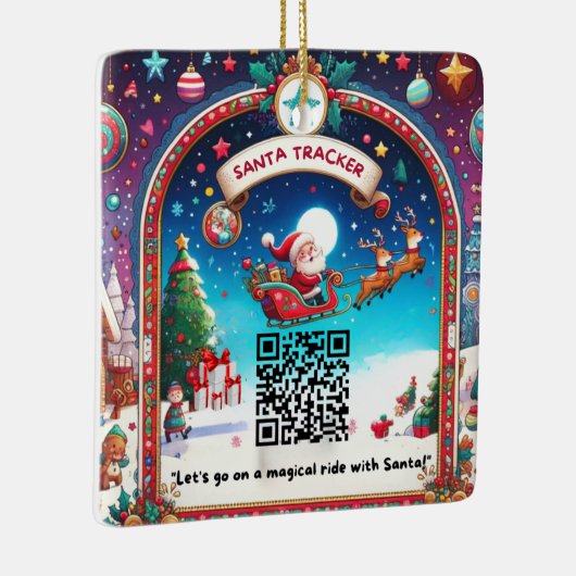 Santa Tracker QR Code Vierkante Kerstmis Ornament (Rechts)