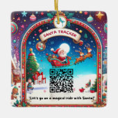 Santa Tracker QR Code Vierkante Kerstmis Ornament (Voorkant)