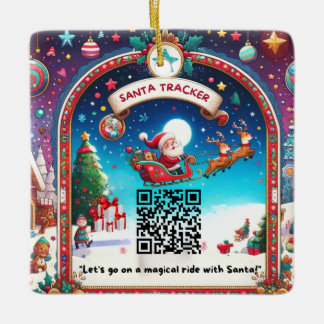 Santa Tracker QR Code Vierkante Kerstmis Ornament