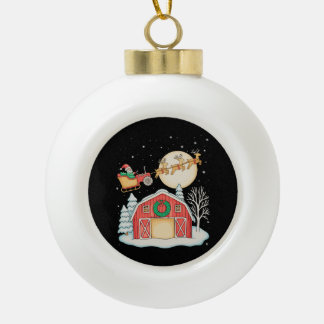 Santa Tractor Farm Farmer Christmas Farming Xmas Keramische Bal Ornament