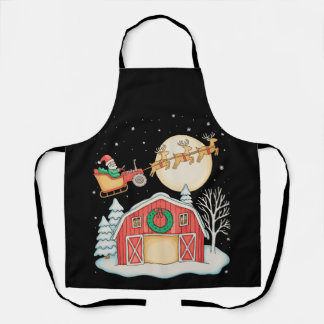 Santa Tractor Farm Farmer Christmas Farming Xmas Schort