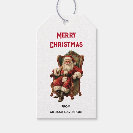  Santa Traditional Christmas Cadeaulabel (Voorkant)