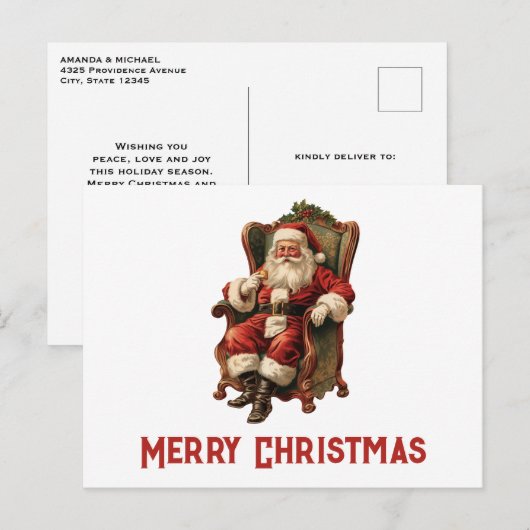  Santa Traditional Christmas Holiday Briefkaart (Voorkant / Achterkant)