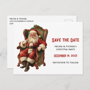 Santa Traditional Christmas Save the Date Uitnodiging Briefkaart
