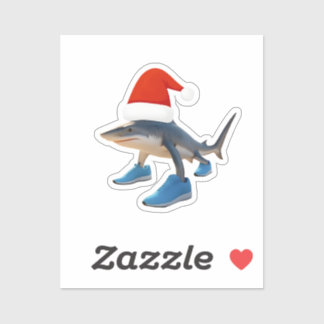Santa Tralalero Tralala –Haai in Santa-muts Sticker