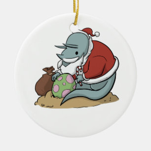 Santa Triceratops Ornament