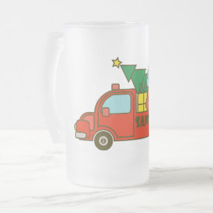 Santa truck kant uitzicht Vrolijk kerstfeest Matglas Bierpul