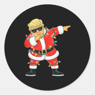 Santa Trump Kerstmis Dab Xmas Mannen Vrouwen Kinde Ronde Sticker